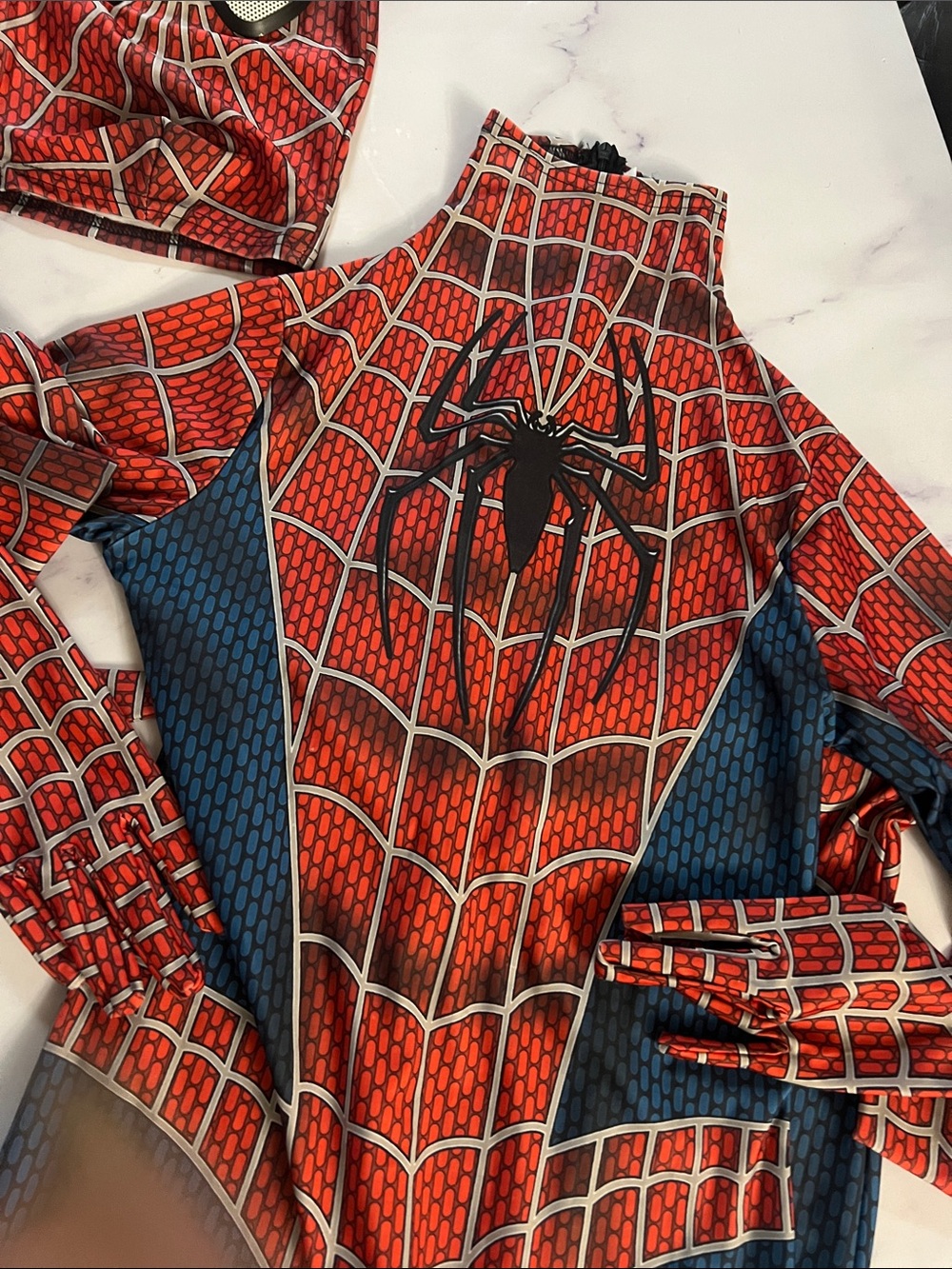 I Mens Spider-Inspired Red & Blue Face Mask Costume Set Spider-Man large - Picture 10 of 15